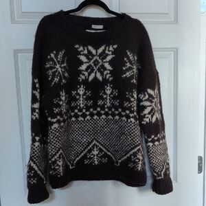 Vintage GAP Handknitted Dark Brown and Cream Patterned Sweater.
